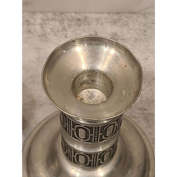 Vintage Mid-Century Modern Selandia Pewter Candlestick Norway Pair 4.25" GUC - Picture 7 of 11